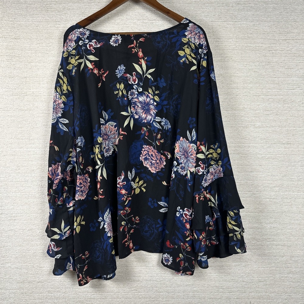 Chelsea Studio 4X 34/36 Dark Floral Blouse Layered Ruffle Long Sleeve Whimsigoth - Picture 5 of 12